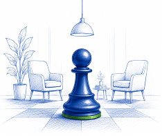 Introductory call illustration with a chess pawn